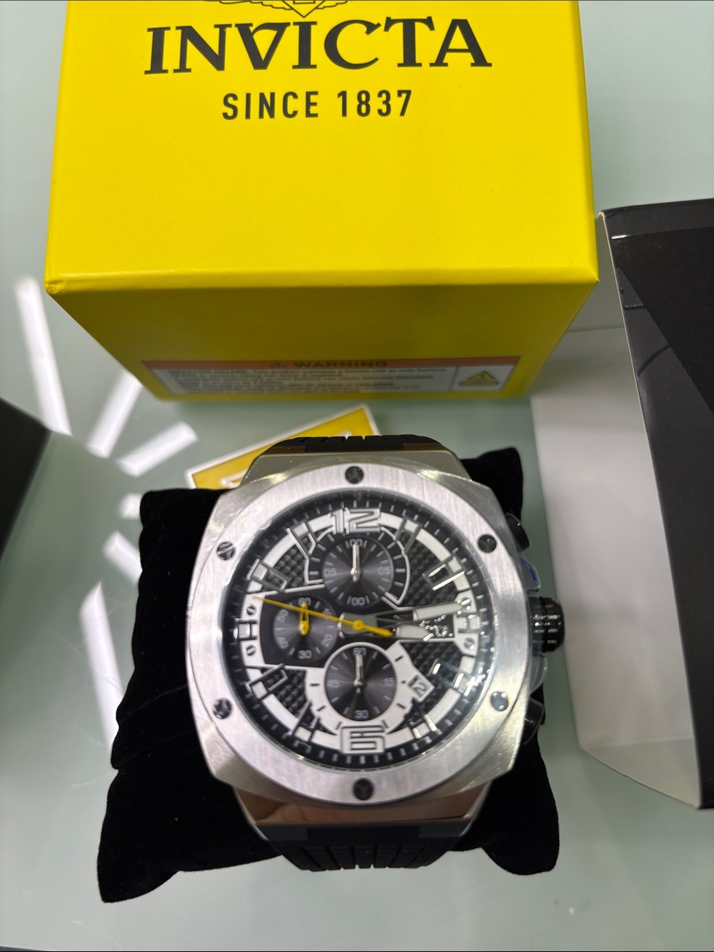 Invicta Silver, Black and Yellow Sport Chronograph Watch